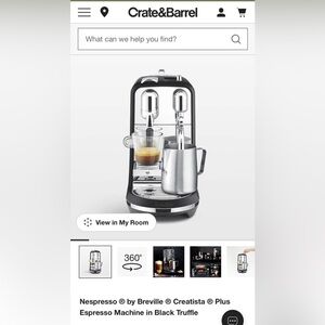 Breville Nespresso Creatista Plus Black Truffle Espresso Machine